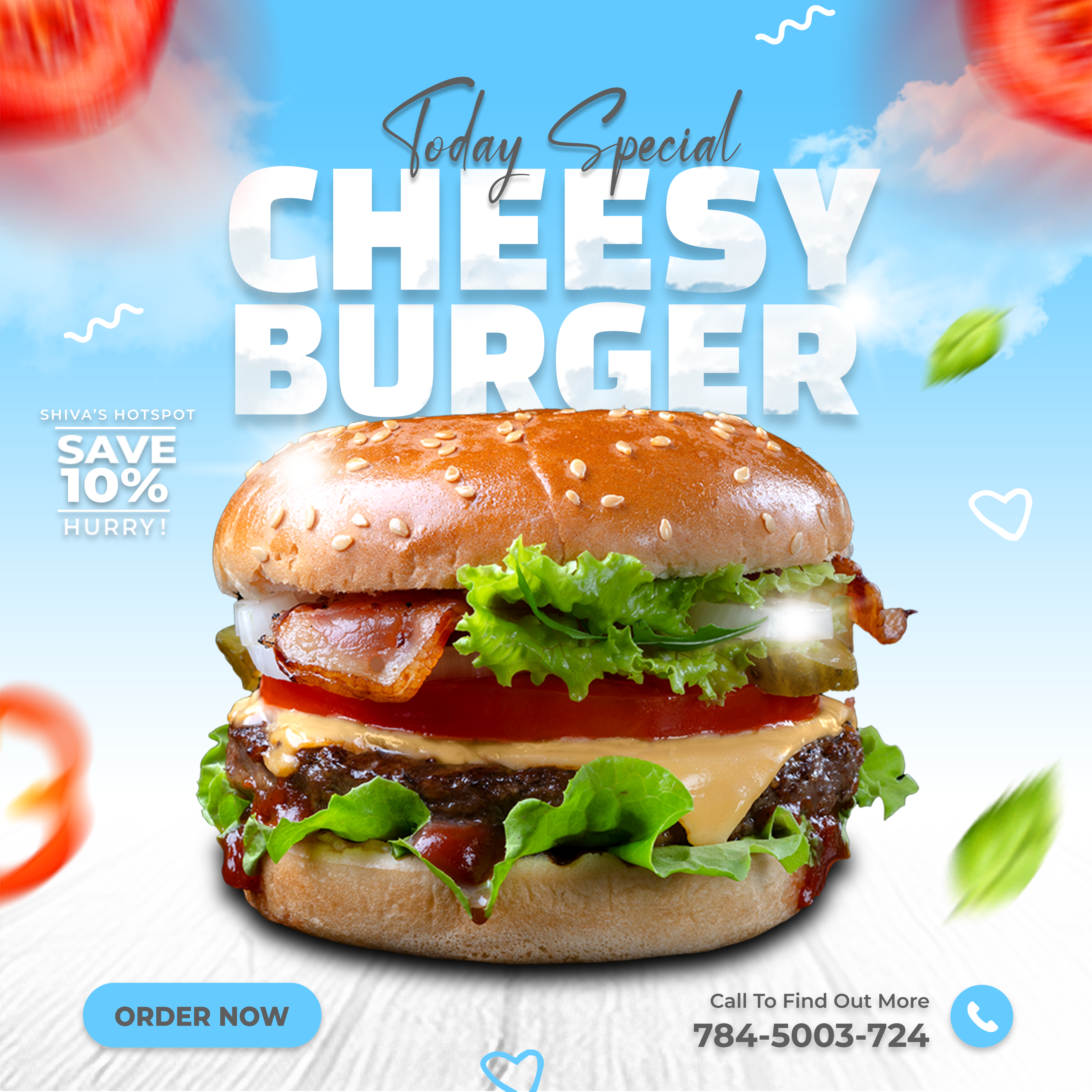 Cheesy Burger: Indulge in Today's Special and Save 10% - Trideify's Tempting Design